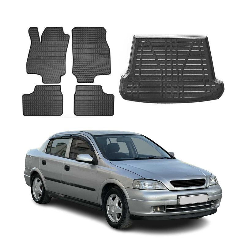 Kit Tapis de sol et coffre pour Opel Astra G Caravan 1998-2004 TPE Noir
