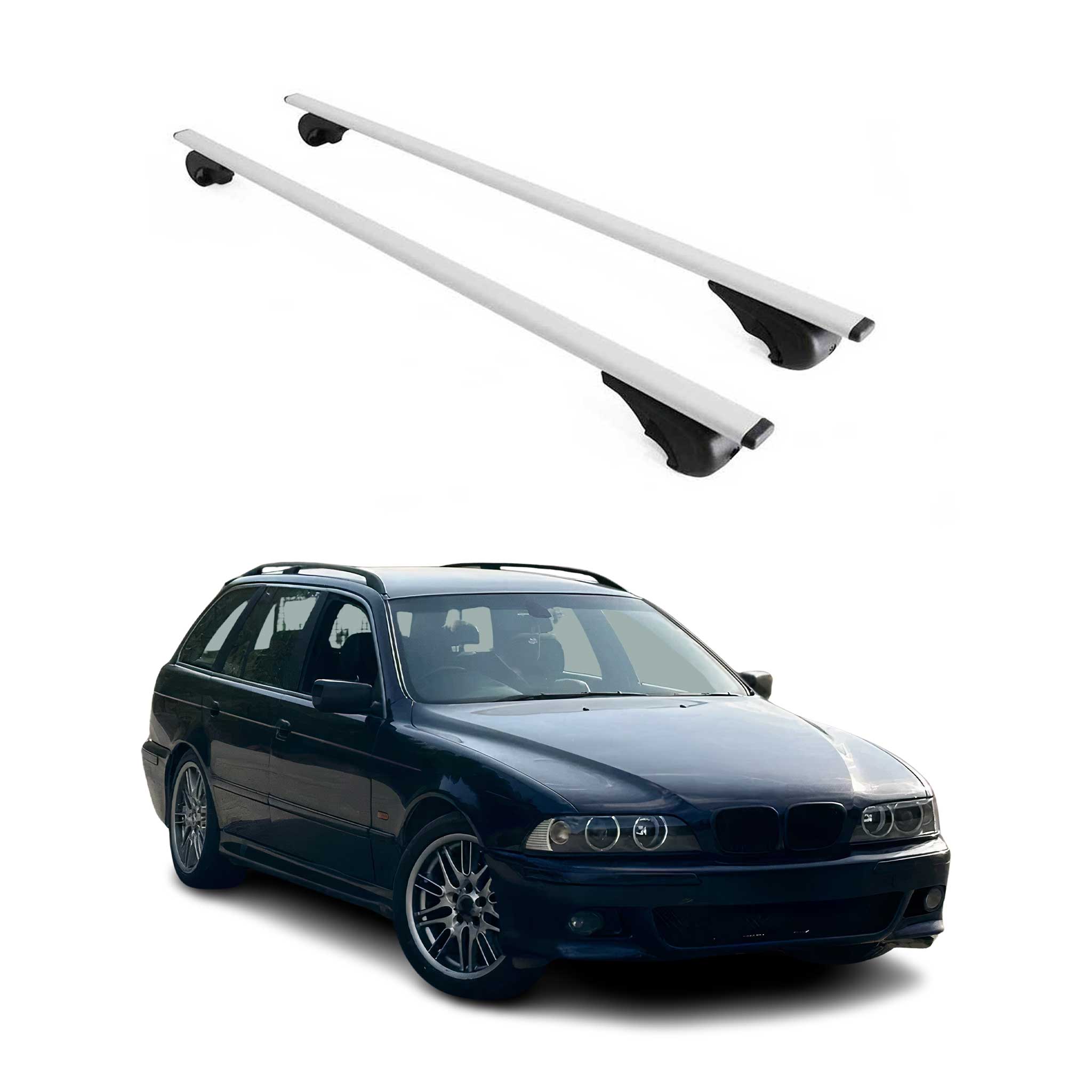 Barres de toit transversales pour BMW Série 5 E39 Break 1997-2004 Fer Argent