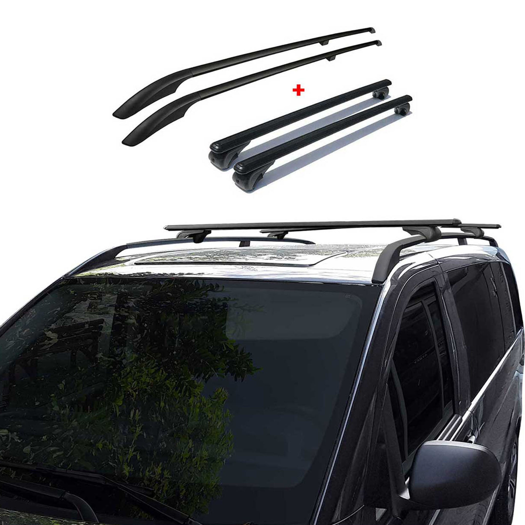 Kit Barres de toit pour VW Caddy 5 2020-2026 Noir L1 Empattement Court 4x