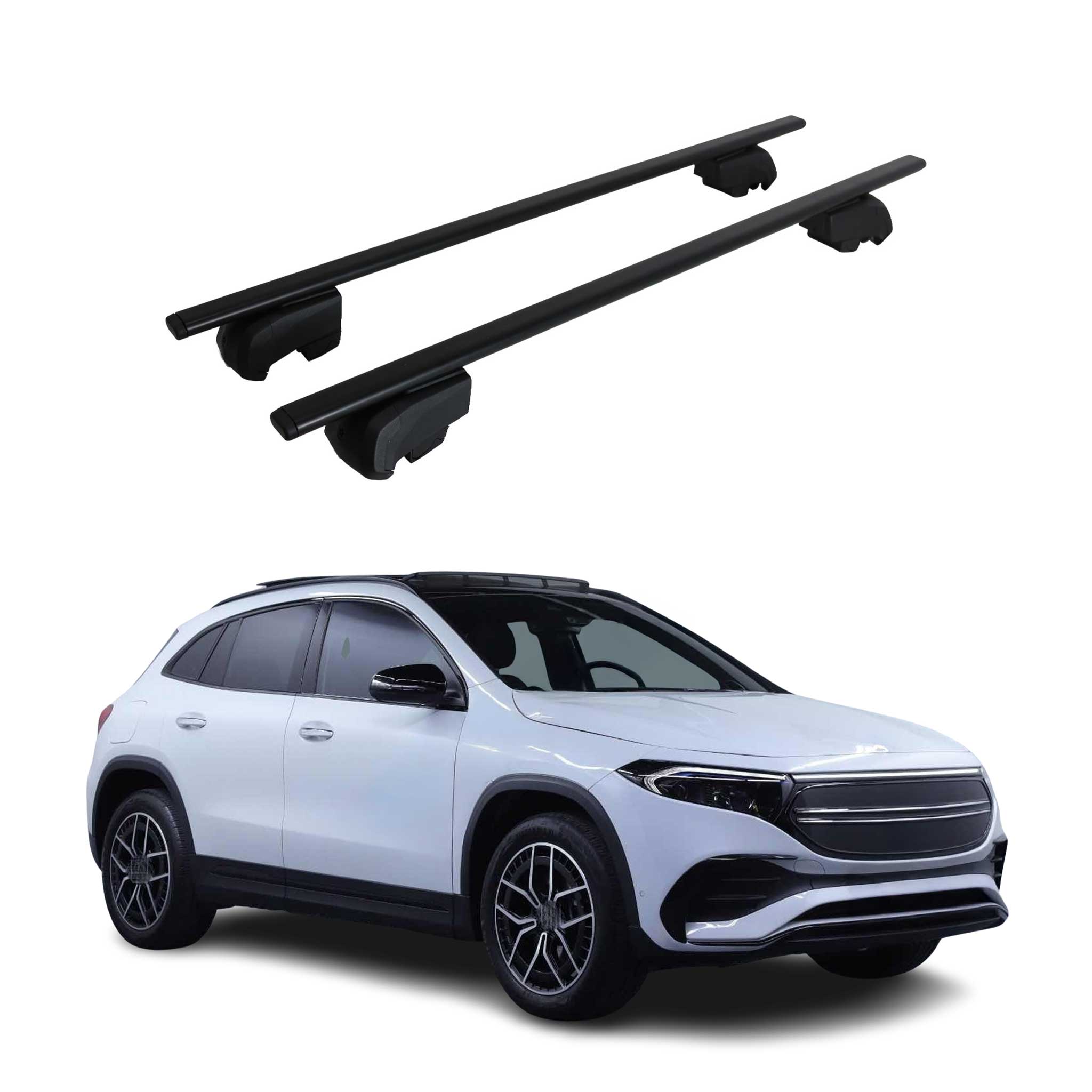Barres de toit Transversales pour Mercedes EQA H243 2022-2026 ABE Fer Noir