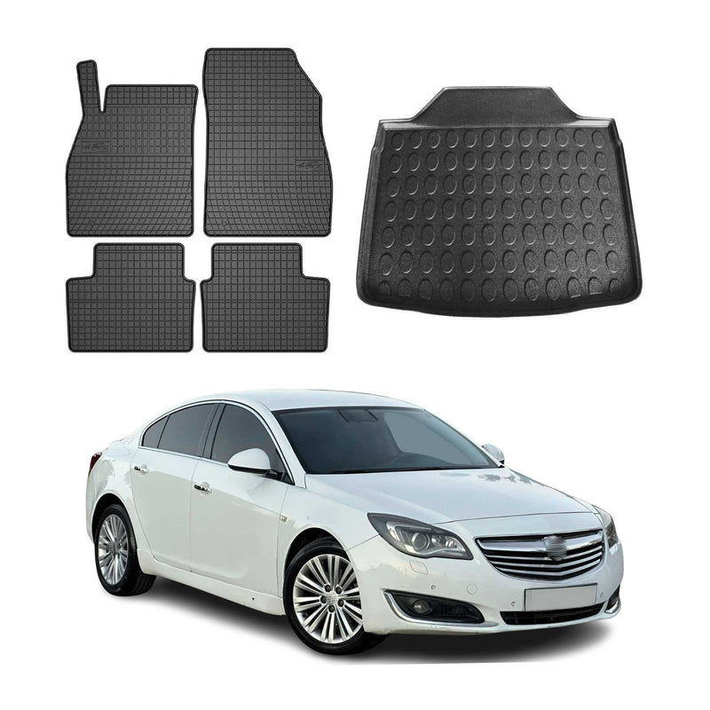 Kit Tapis de sol et coffre pour Opel Insignia A 2009-2017 Berline TPE Noir