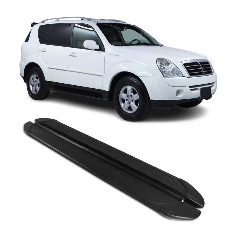 Marchepieds Latéraux pour Ssangyong Rexton 2005-2012 2Pcs Aluminium Noir
