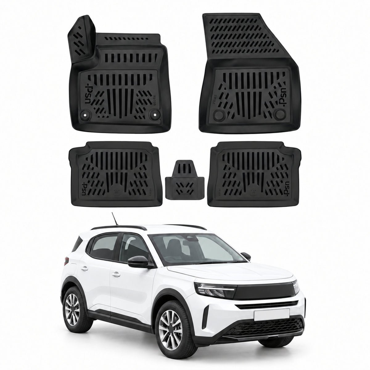Tapis de sol pour Opel Frontera 2024-2027 BEV Noir 3D en Caoutchouc TPE 4Pcs
