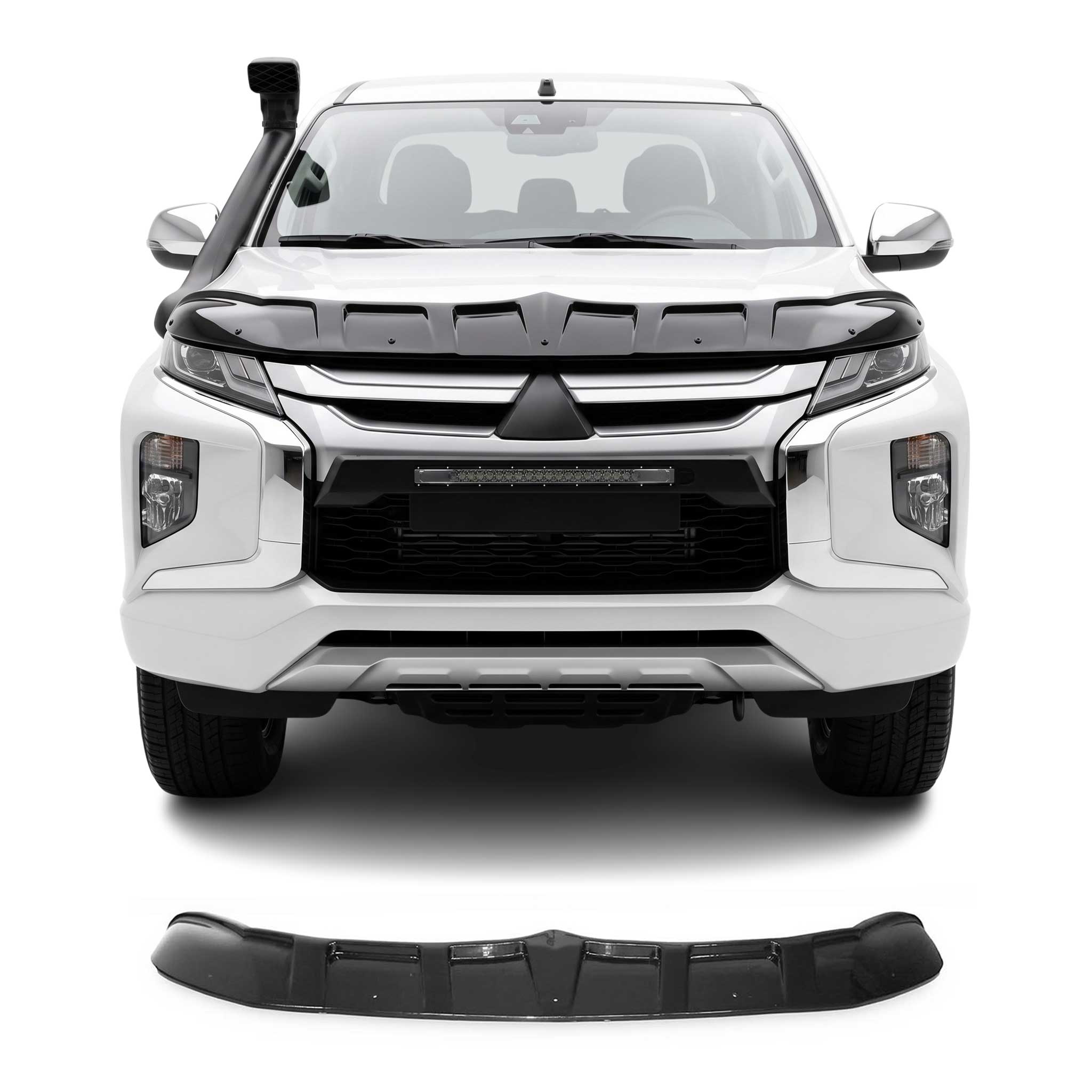Deflecteurs d'air capot de voiture pour Mitsubishi L200 FL noir modèle en ABS 1x