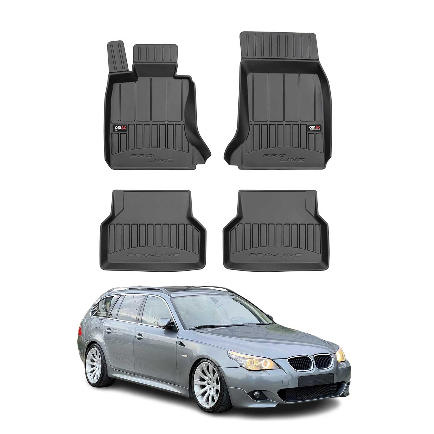 OMAC Tapis de sol caoutchouc pour BMW Série 5 E60 E61 Berline Break 2003-2010