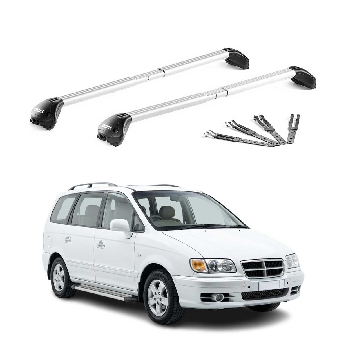 Barres de toit pour Hyundai Traject 2000-2008 Aluminium Gris Argenté 2pièces ABE