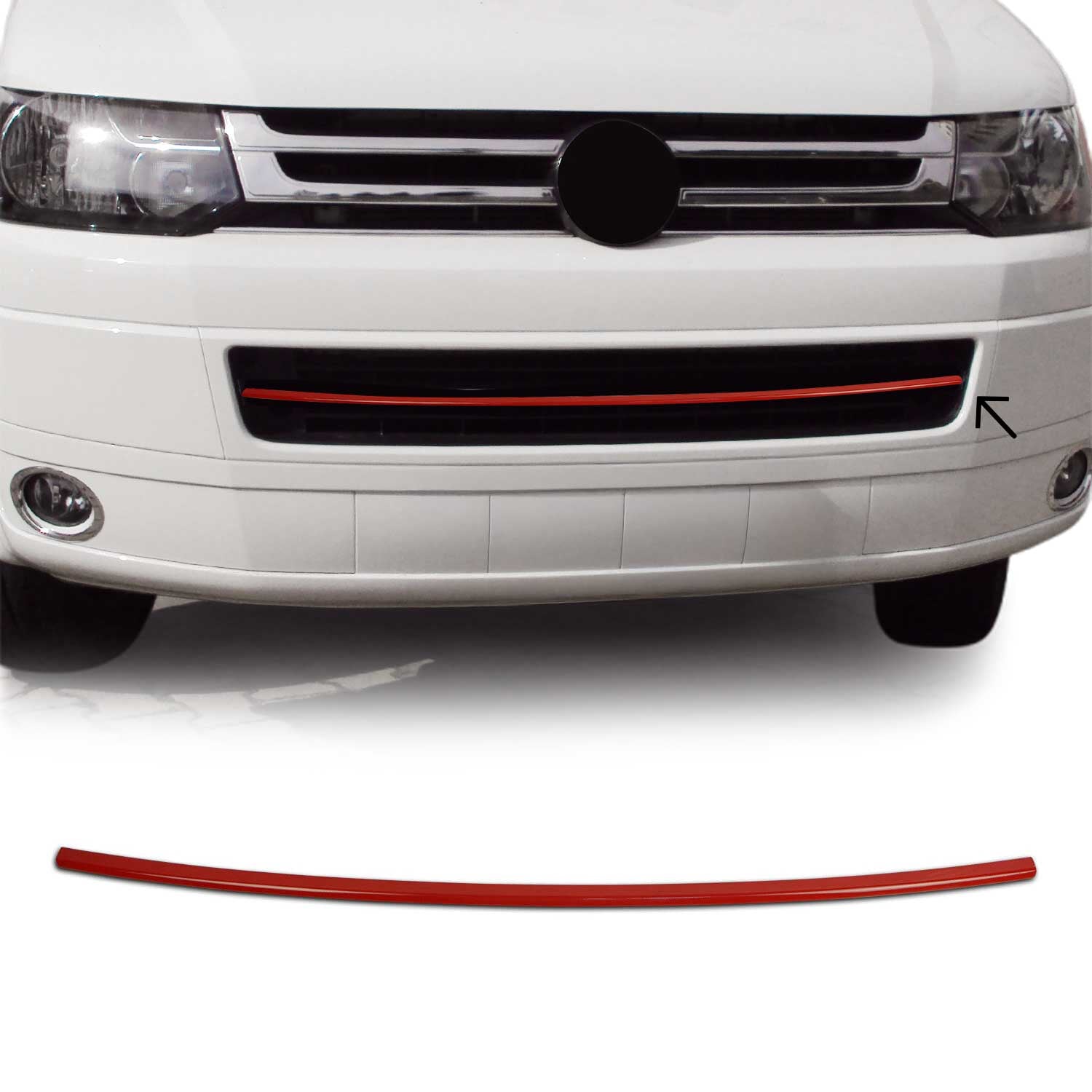 Moulure de Grille de Calandre pour VW Transporter T5 2009-2015 Acier Rouge