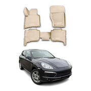 Tapis de sol pour Porsche Cayenne 2010-2016 en caoutchouc TPE Beige 4Pcs 3D