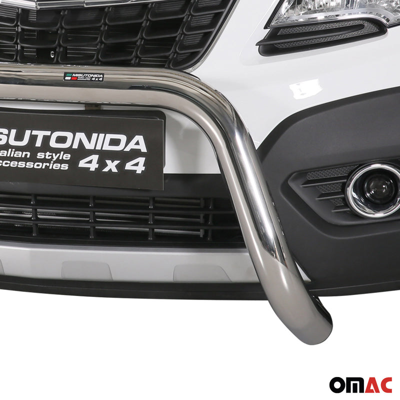 Pare-buffle Avant pour Opel Mokka 2012-2016 76 mm en Acier Gris