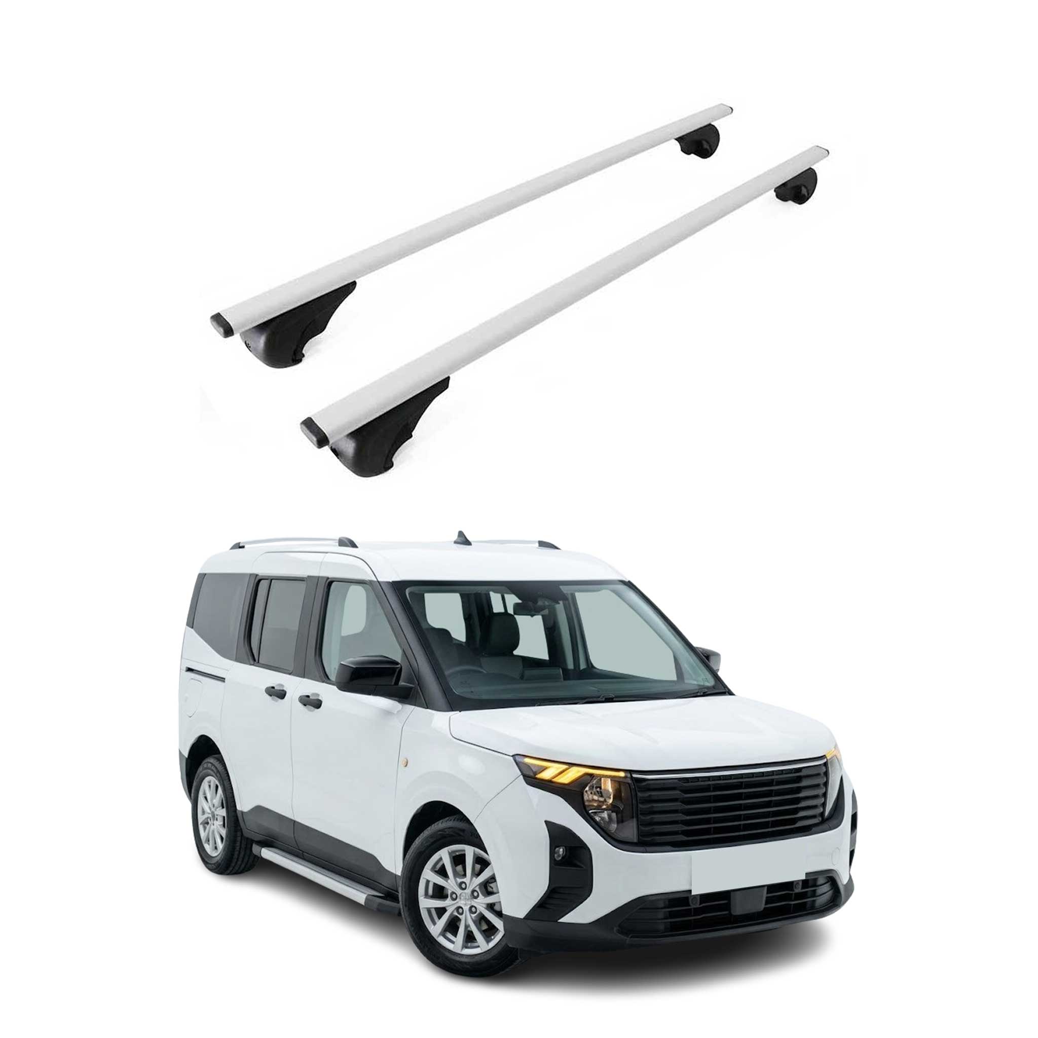 Barres de toit Transversales pour Ford Tourneo Courier II 2023-2026 Fer Gris 2x