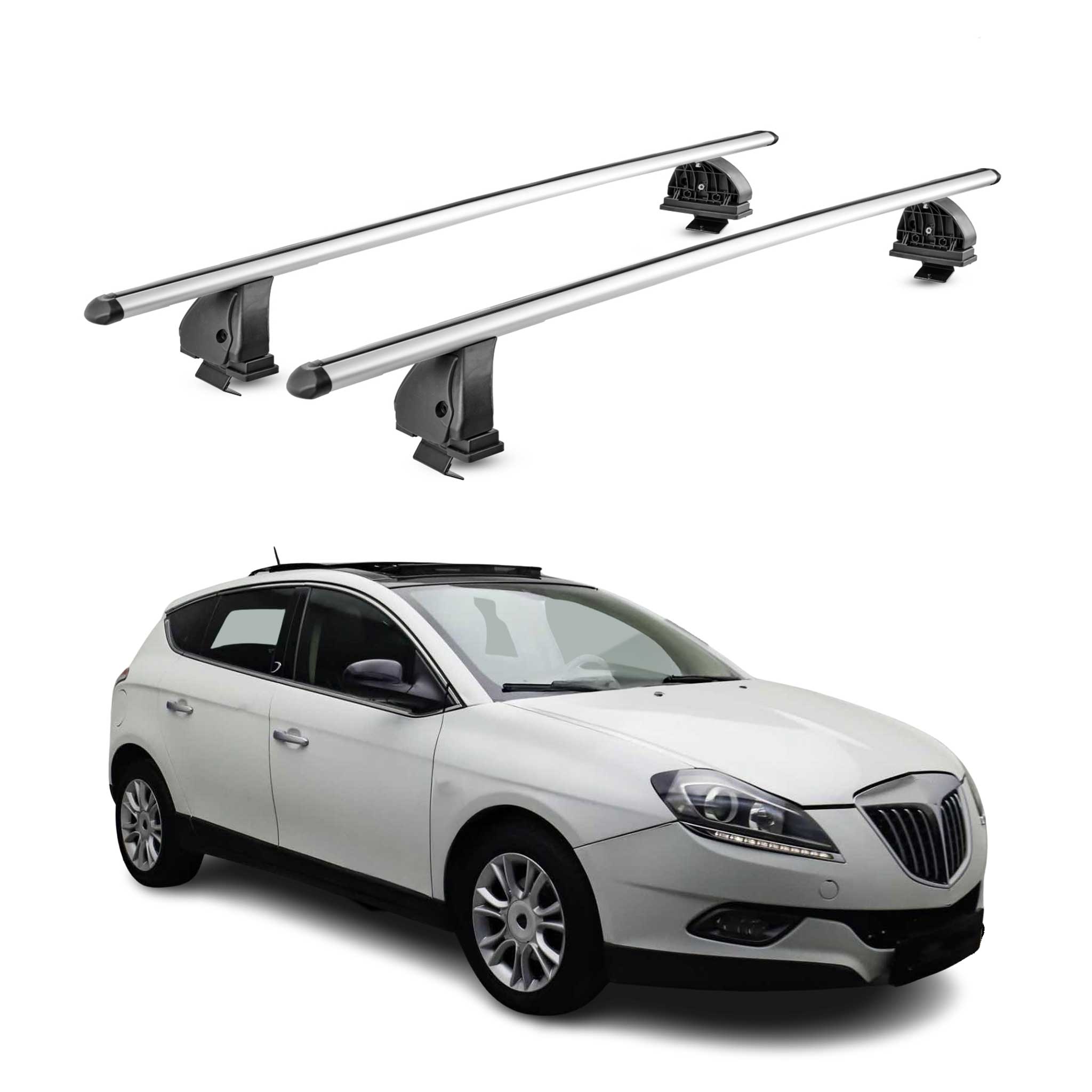 Barres de toit transversales Alu pour Lancia Delta III 2008-2014 TÜV Gris 2Pcs