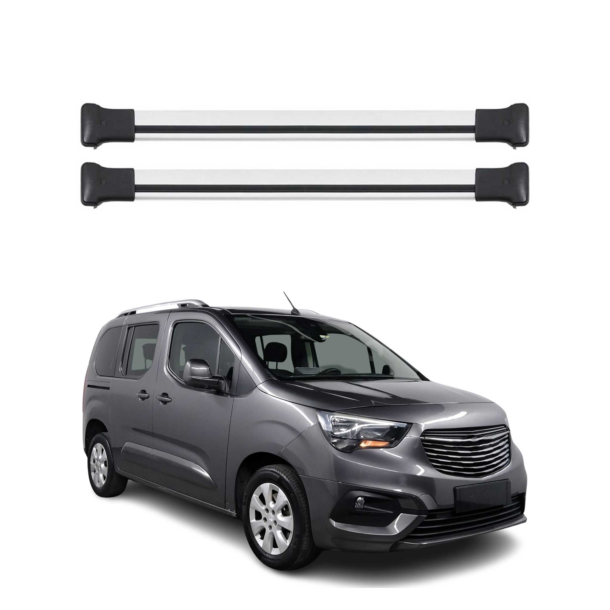 Barres de toit transversales pour Opel Combo E 2019-2026 Aluminium Gris