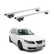 Barres de toit transversales ABE pour Saab 9-5 Break 1998-2010 Aluminium Gris 2x