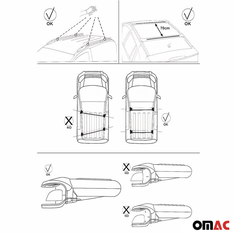 Barres de toit transversales pour Ford Grand C-Max 2010-2019 Aluminium Noir