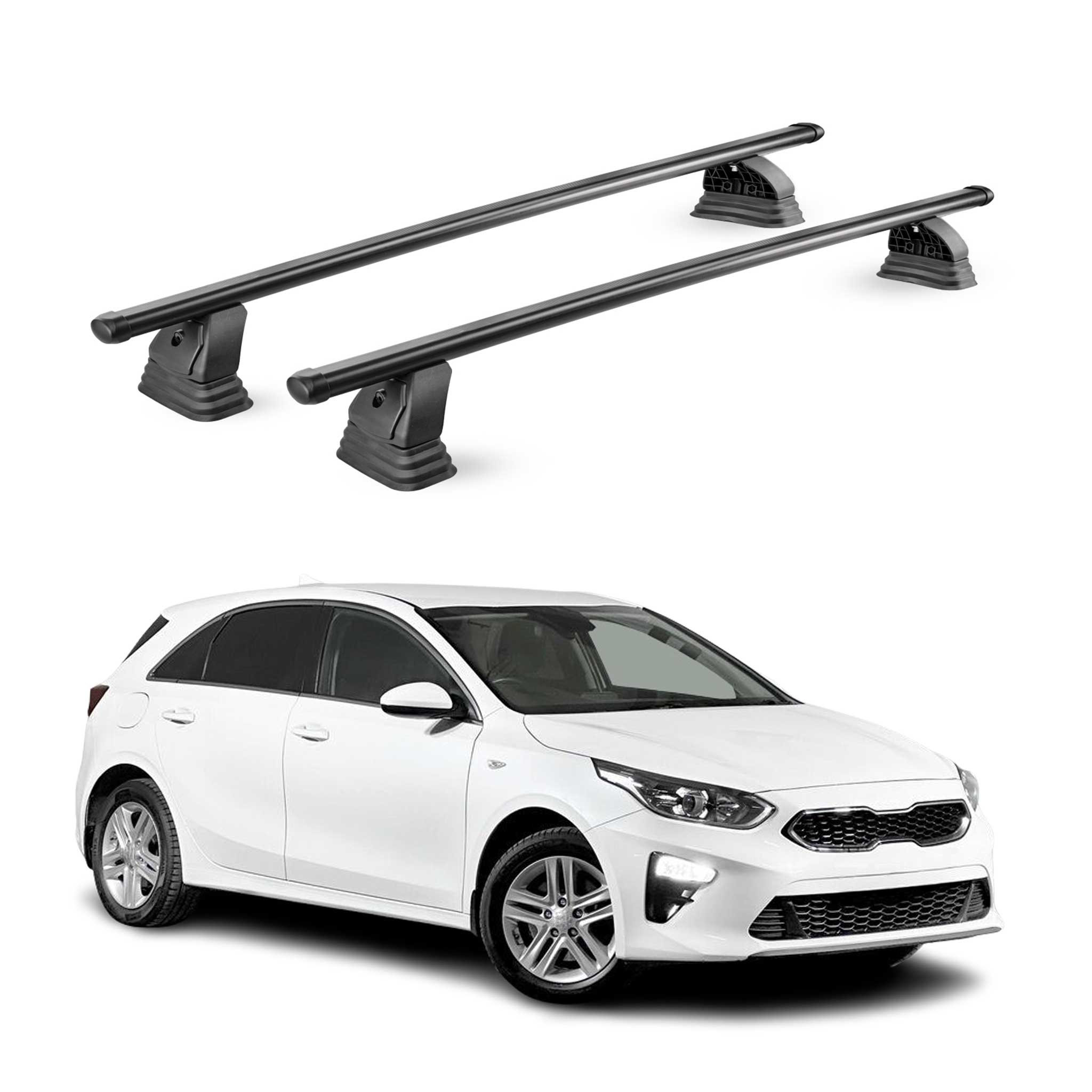 Barres de toit transversales acier pour Kia Cee'd III 2018-2026 TÜV Noir 2Pcs