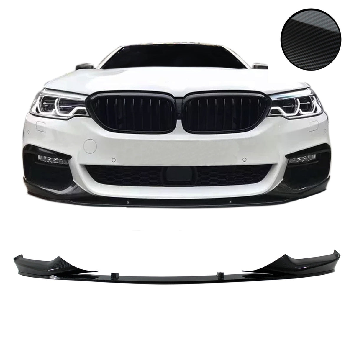 JOM Lèvre de Pare-choc Avant pour BMW Série 5 G30/G31 2017- Carbon Optik Sport Look