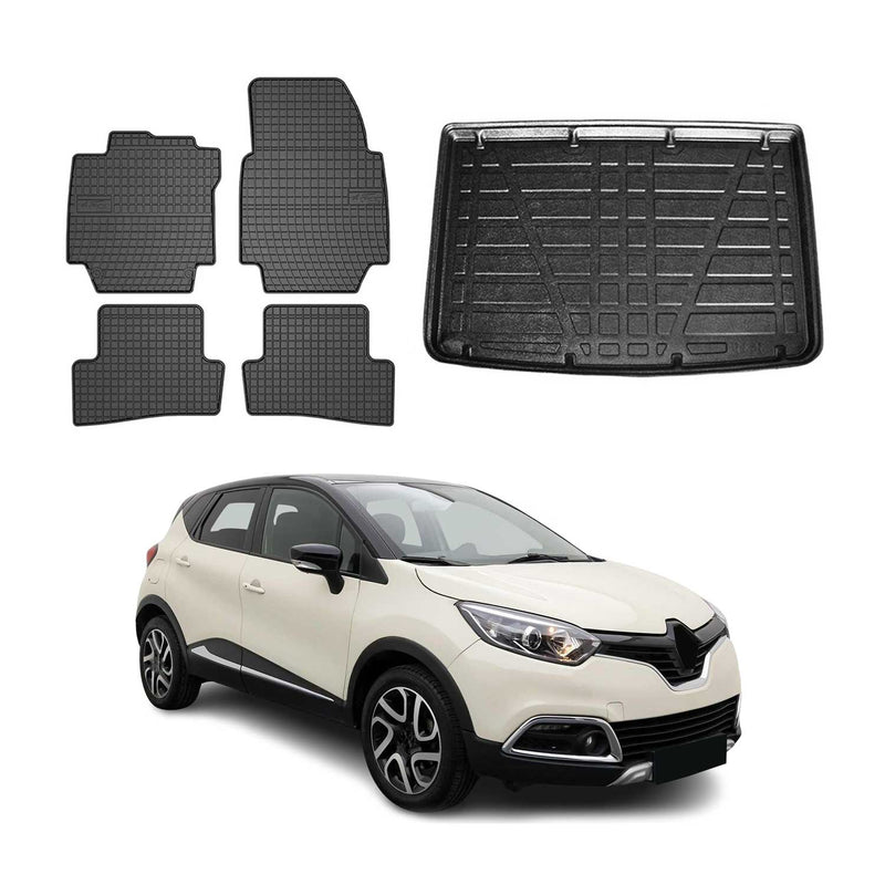 Kit Tapis de sol et coffre pour Renault Captur 2013-2022 TPE Noir