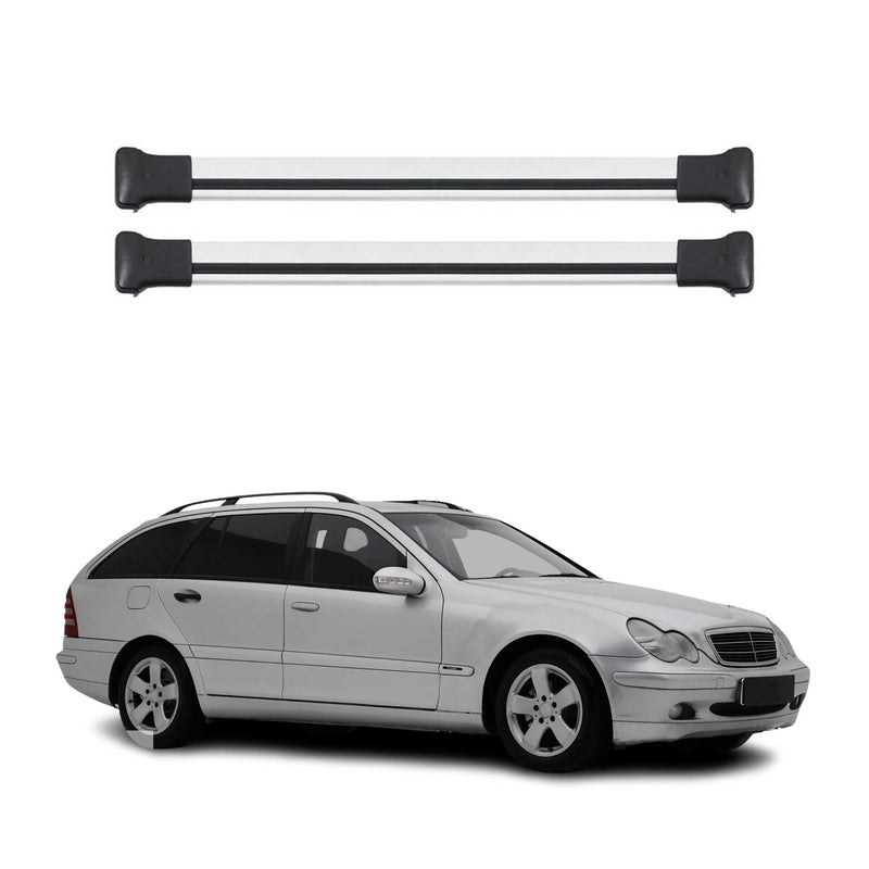 Barres de toit transversales pour Mercedes Classe C S203 2000-2007 Alu Gris