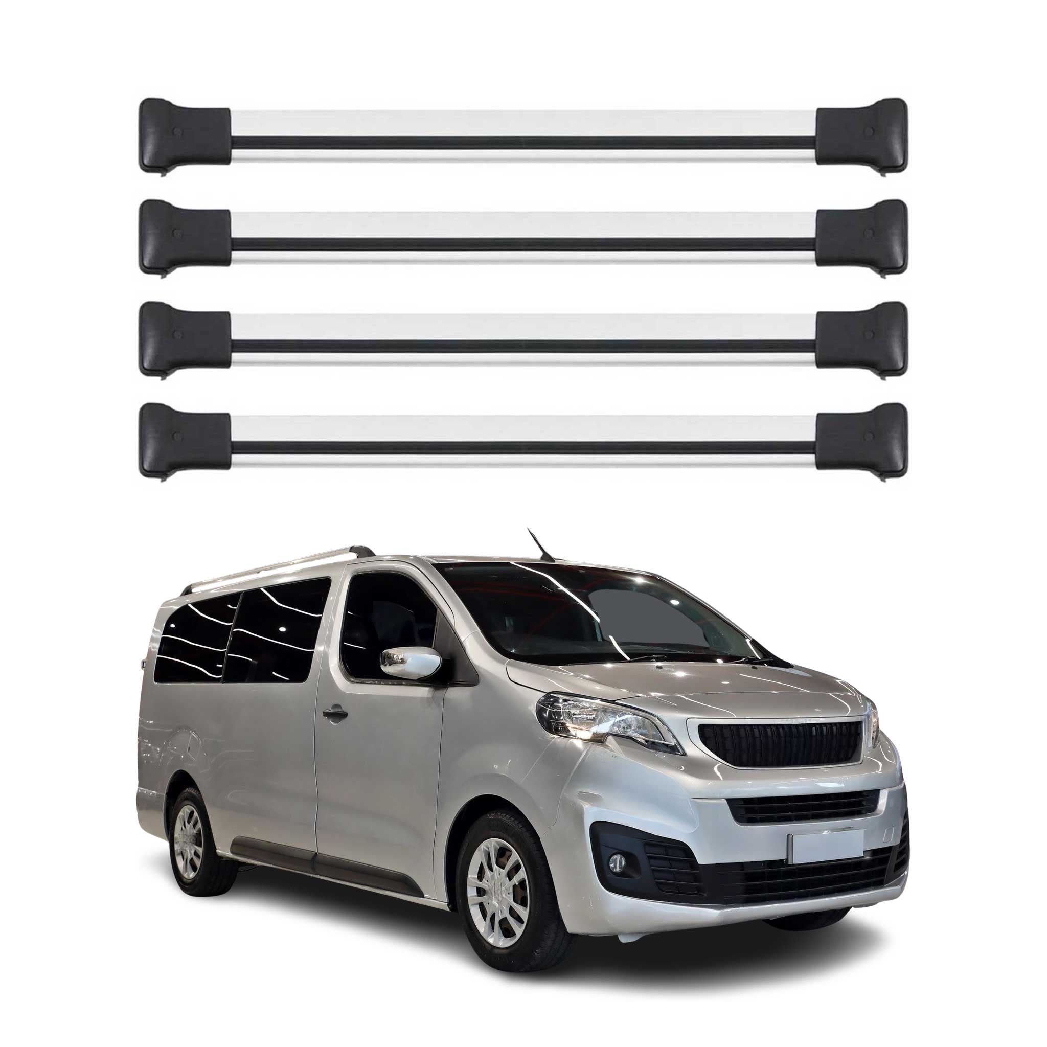 Barres de Toit transversales pour Fiat Scudo 2022-2026 Aluminium Argent 4Pcs