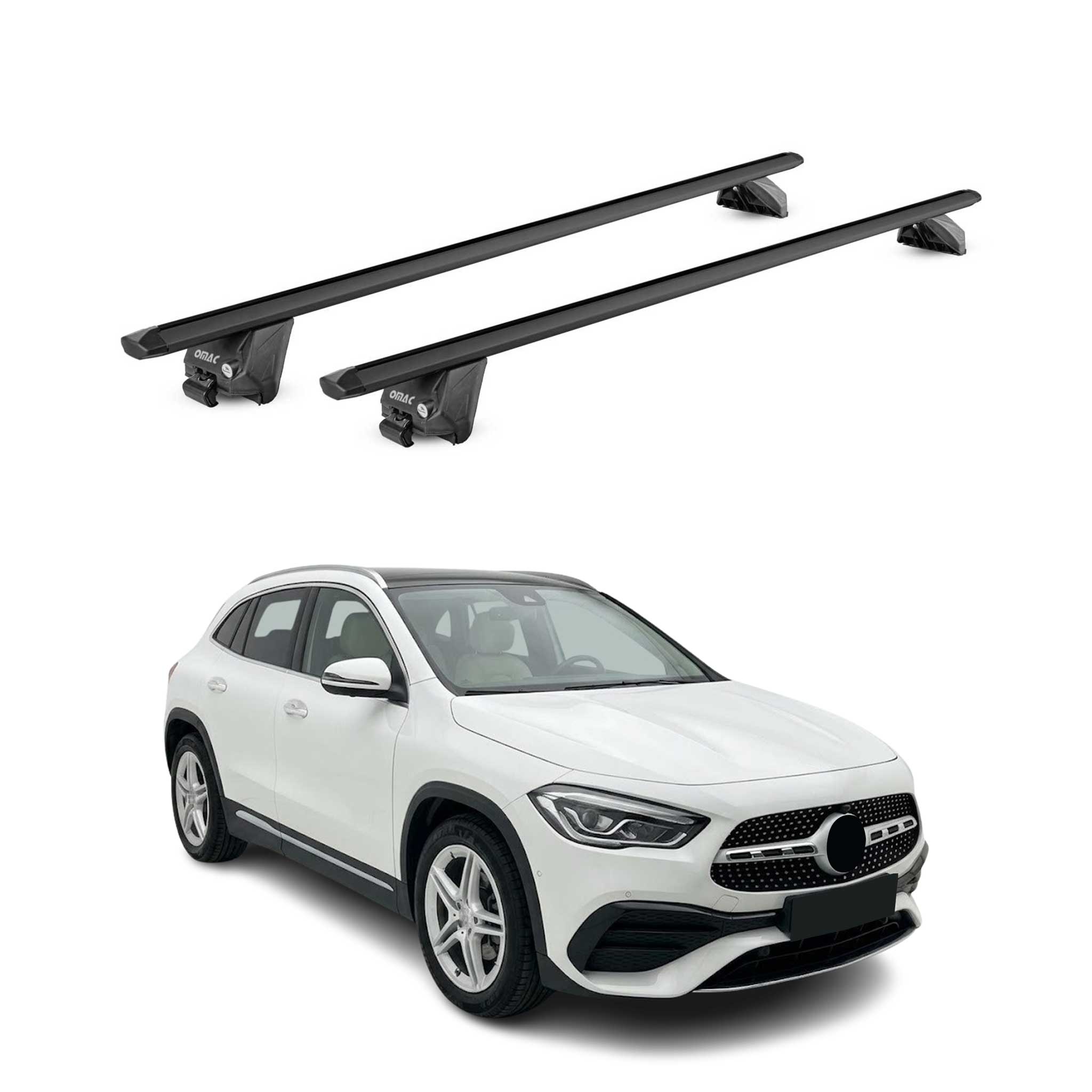 Barres de toit transversales pour Mercedes GLA H247 2020-2026 Noir 2 pièces ABE