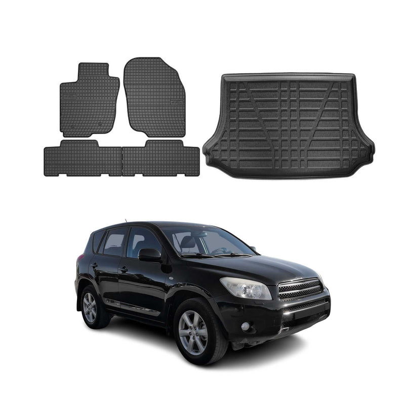 Kit Tapis de sol et coffre pour Toyota RAV4 2006-2012 TPE Noir