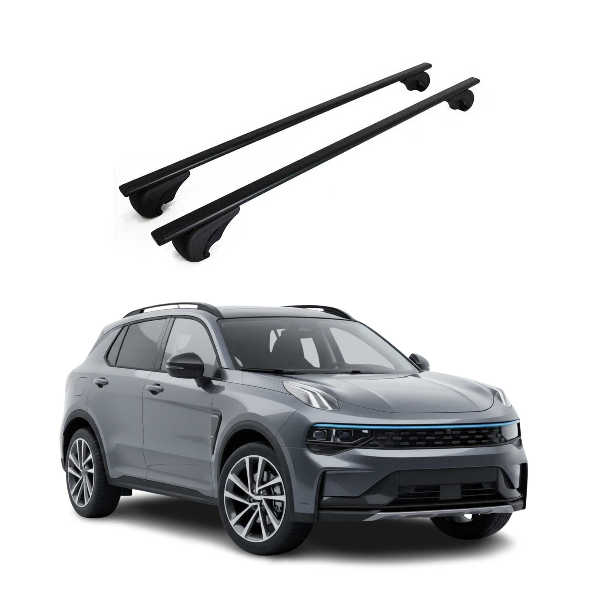Barres de toit Transversales pour Lynk & Co 01 2021-2026 Fer Noir 2Pcs