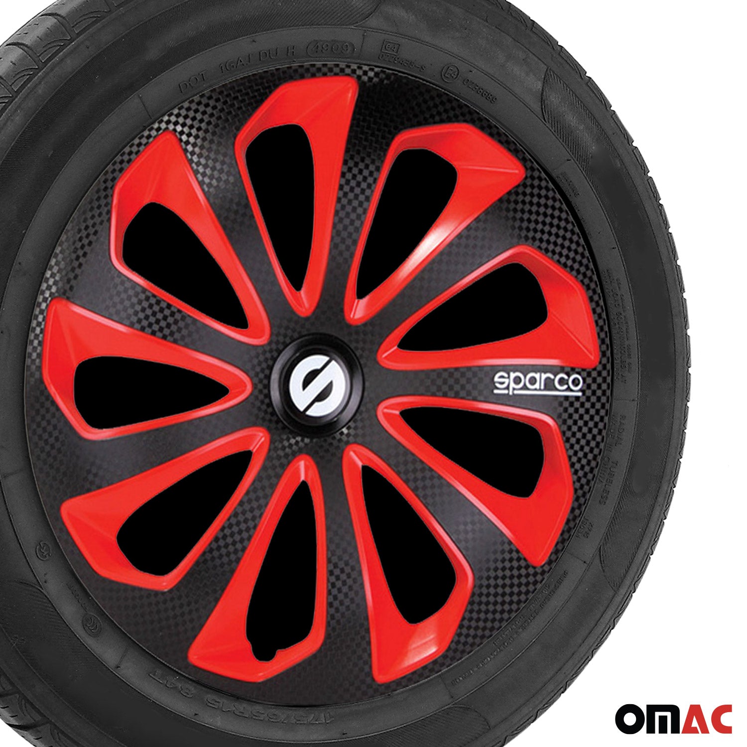 SPARCO Jeu Enjoliveurs de Roues 14 Pouces Noir Rouge 4Pcs