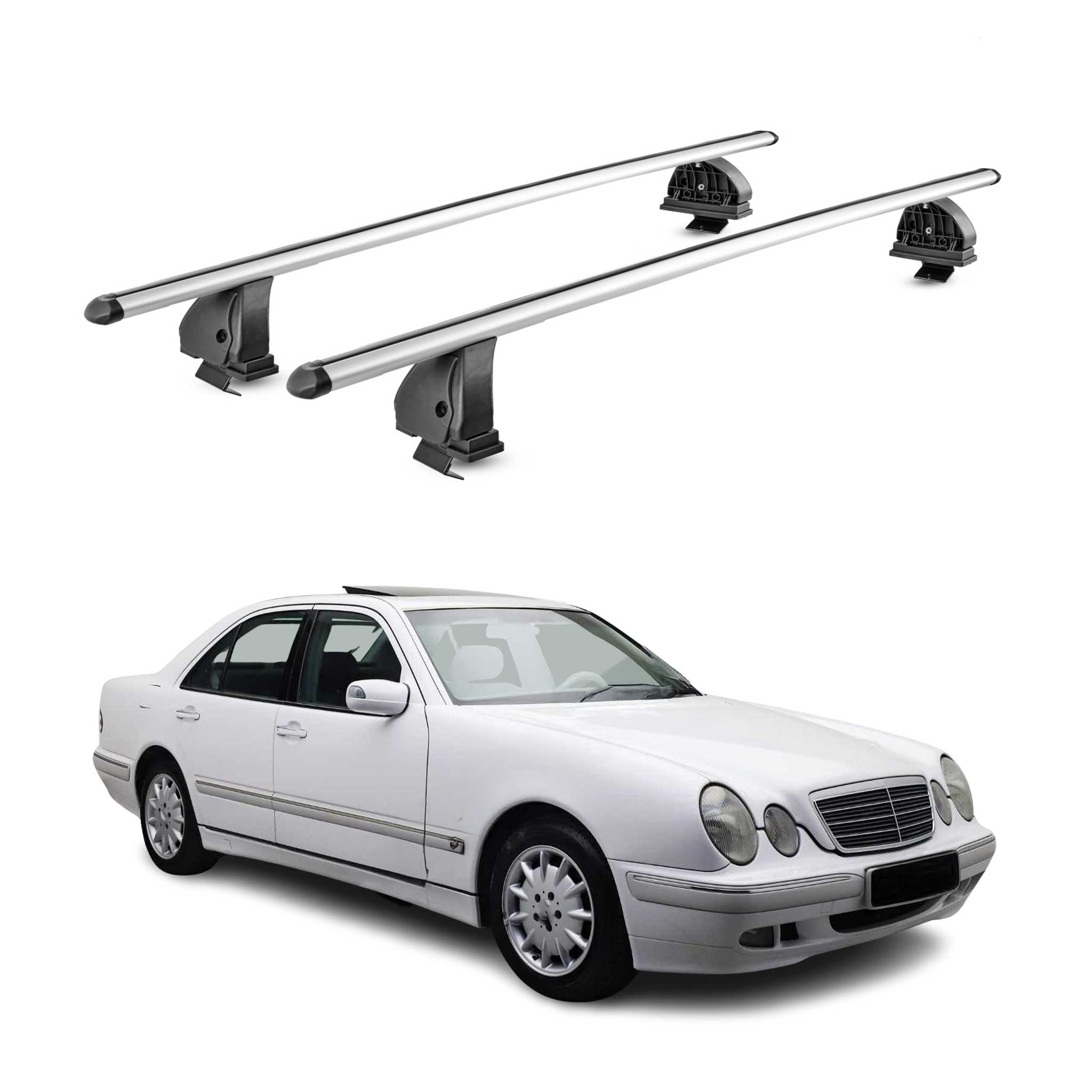 Barres de toit transversales Alu pour Mercedes Classe E W210 1996-2002 Gris 2Pcs