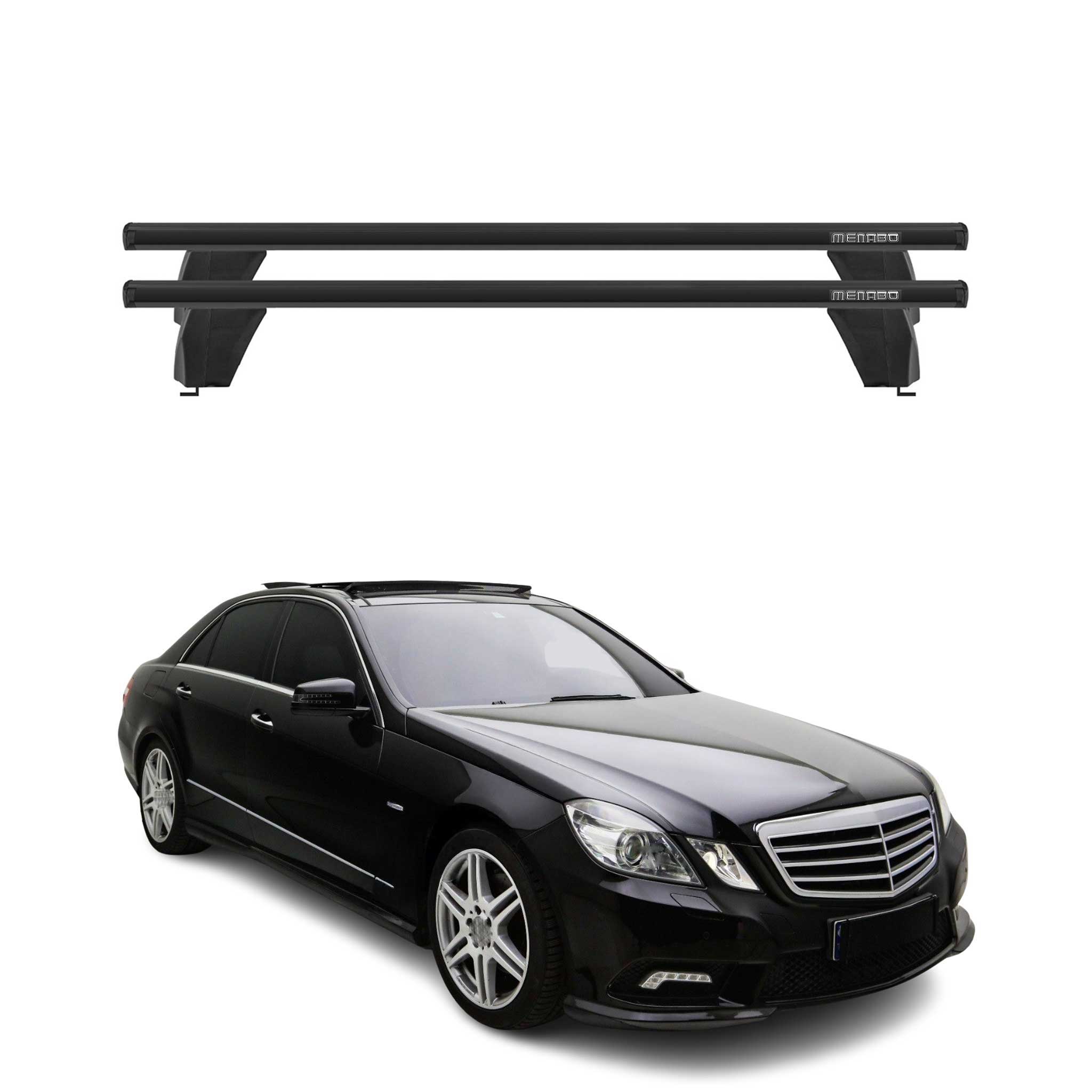 Menabo Barres de toit Transversales pour Mercedes Classe E W212 2009-2013 Noir