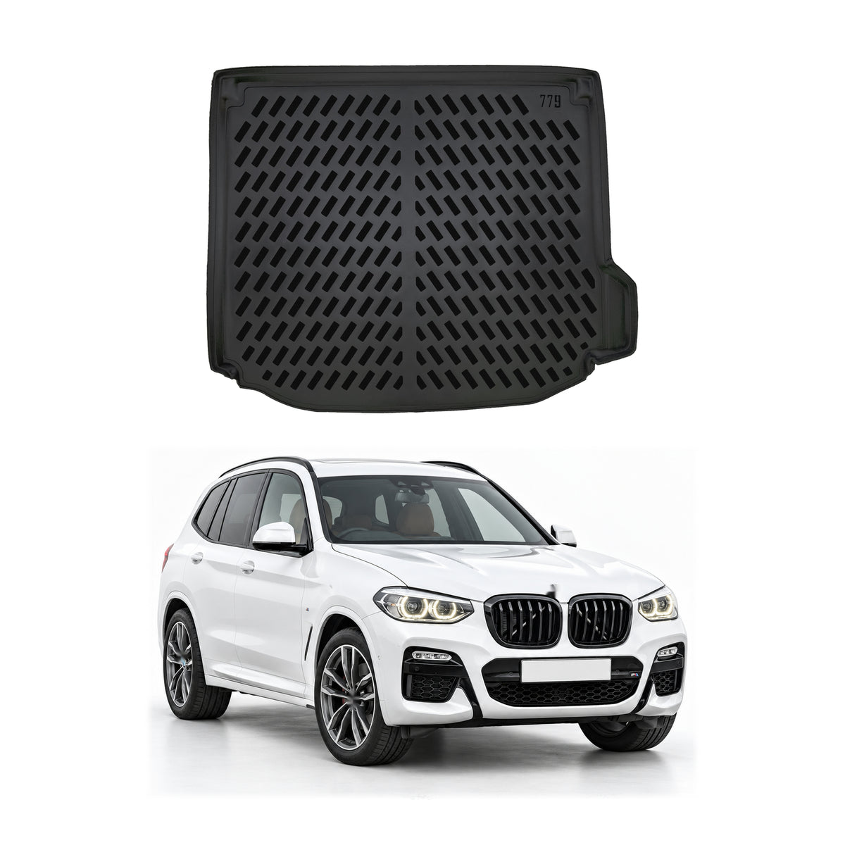 Tapis de coffre pour BMW X3 G01/IX3 2017-2024 Noir 3D en Caoutchouc TPE