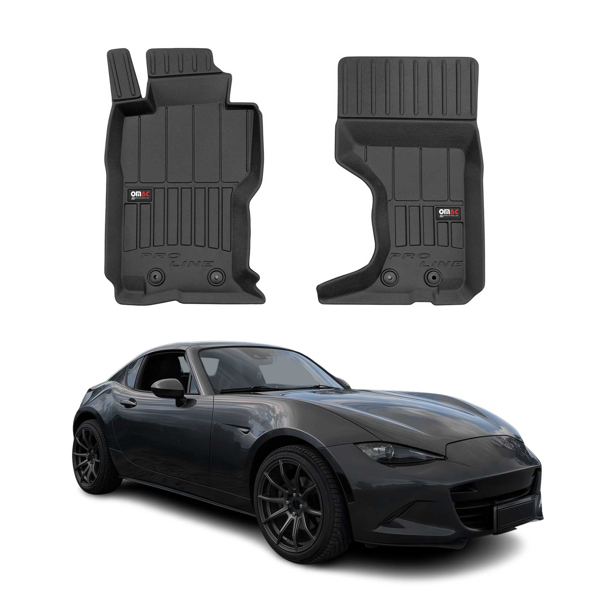 OMAC Tapis de sol en caoutchouc pour Mazda MX-5 IV 2015-2026 Noir Premium