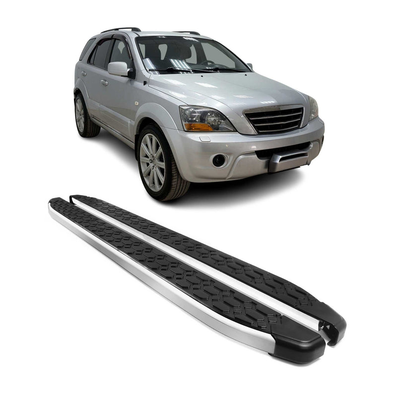 Marchepieds Latéraux pour Kia Sorento 2002-2009 Gris Noir Aluminium 2Pcs