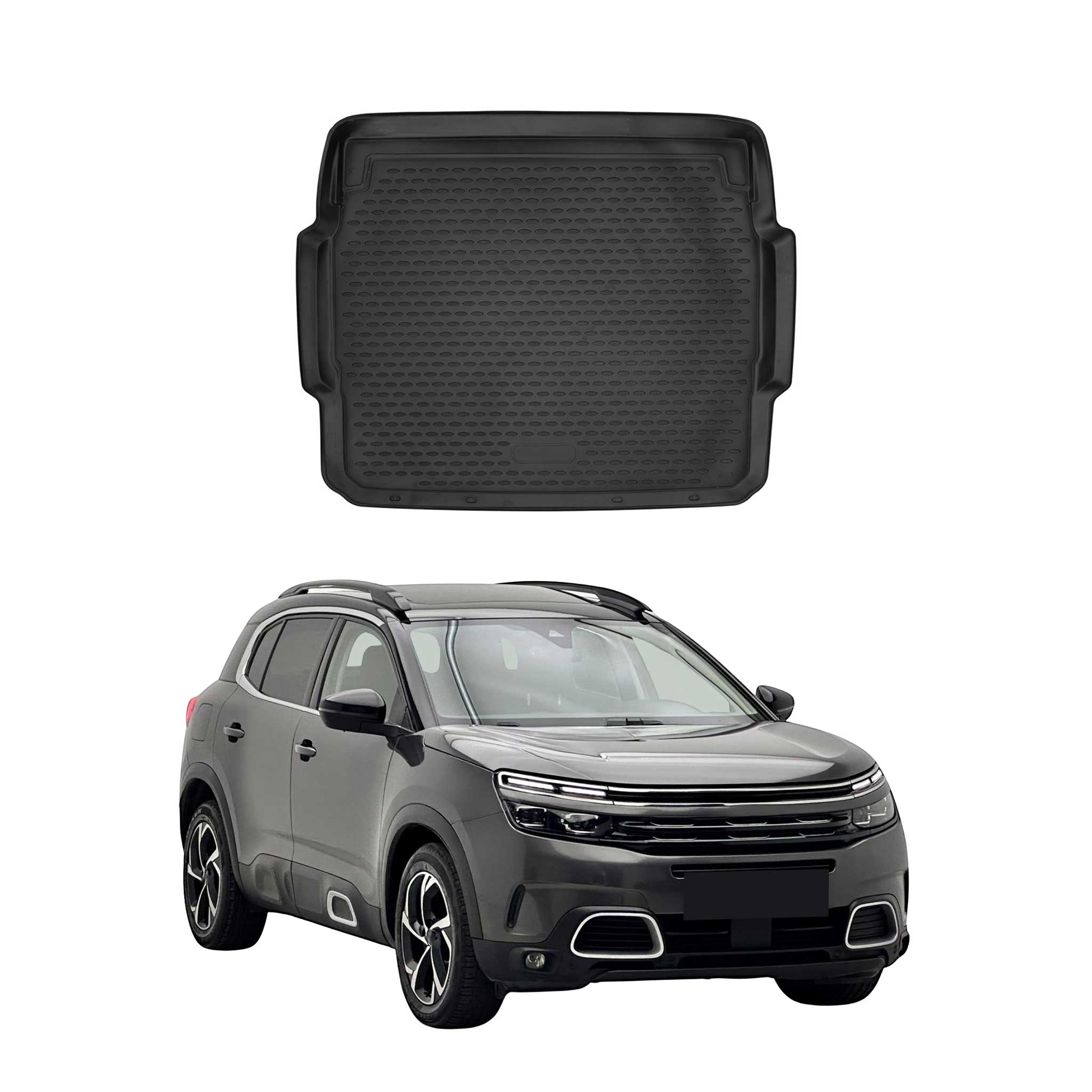 OMAC Tapis de coffre pour Citroen C5 Aircross 2018-2025 en caoutchouc Noir