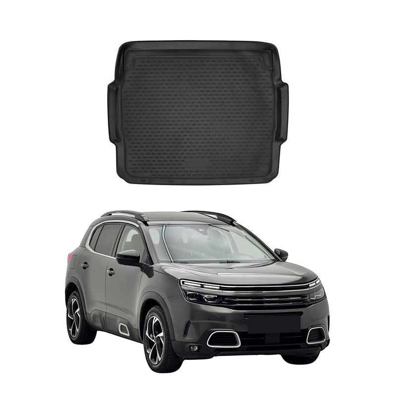 OMAC Tapis de coffre pour Citroen C5 Aircross 2018-2025 en caoutchouc Noir