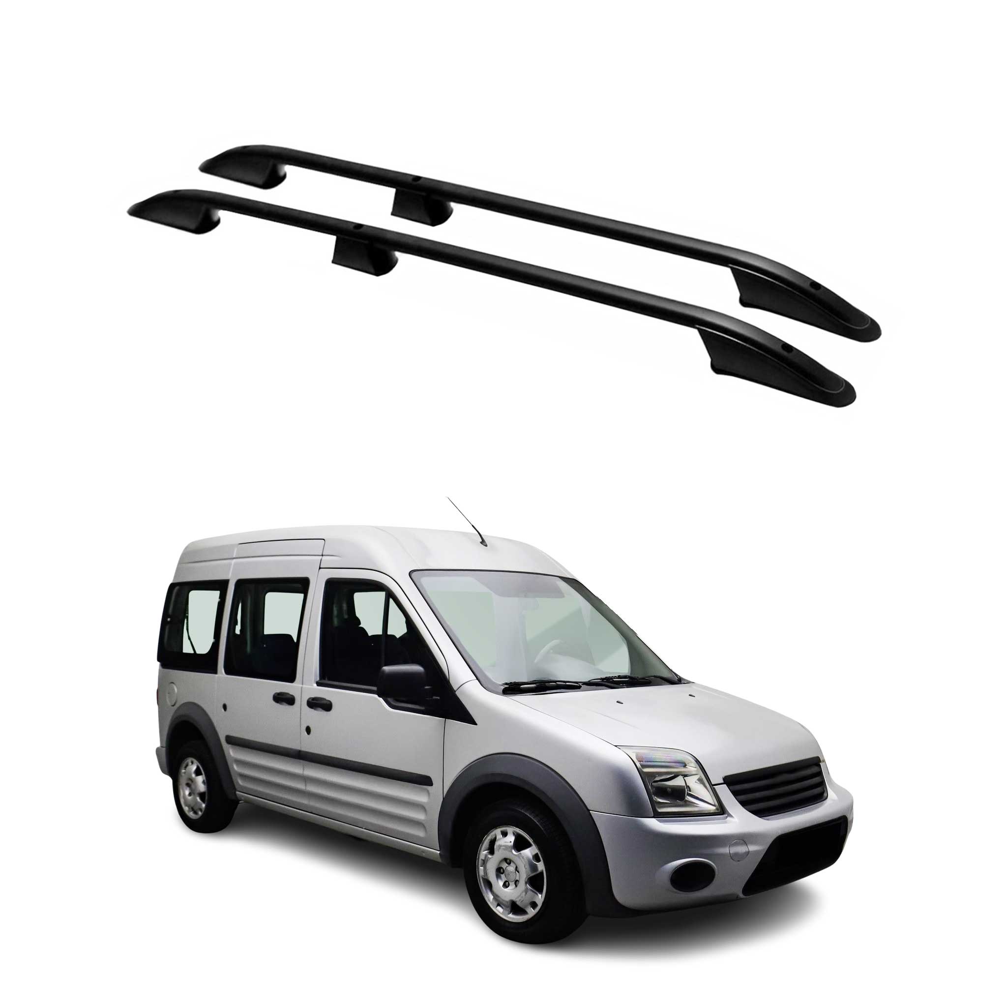Barres de toit longitudinales pour Ford Connect 2002-2013 L2 Long Aluminium Noir