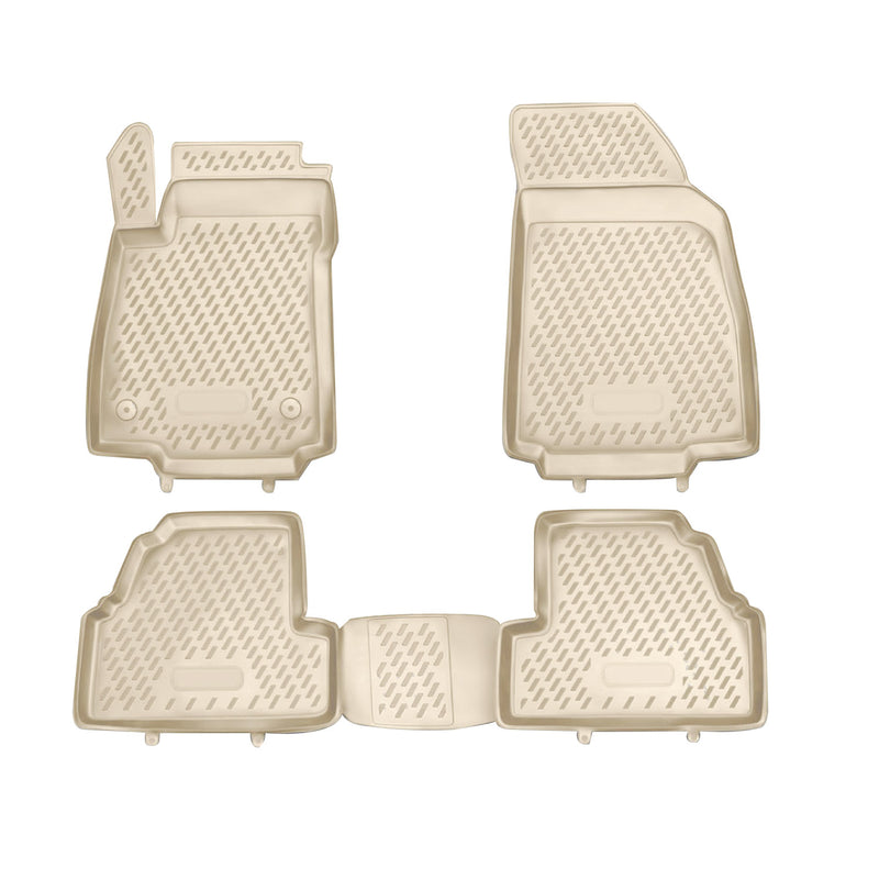 Tapis de sol pour Opel Mokka 2012-2017 en caoutchouc TPE 3D Beige 4Pcs