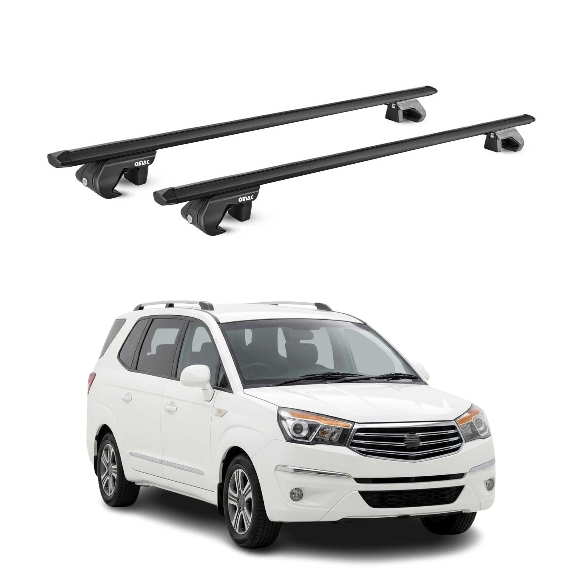 Barres de toit transversales pour Ssangyong Rodius II 2012-2019 Alu Noir ABE