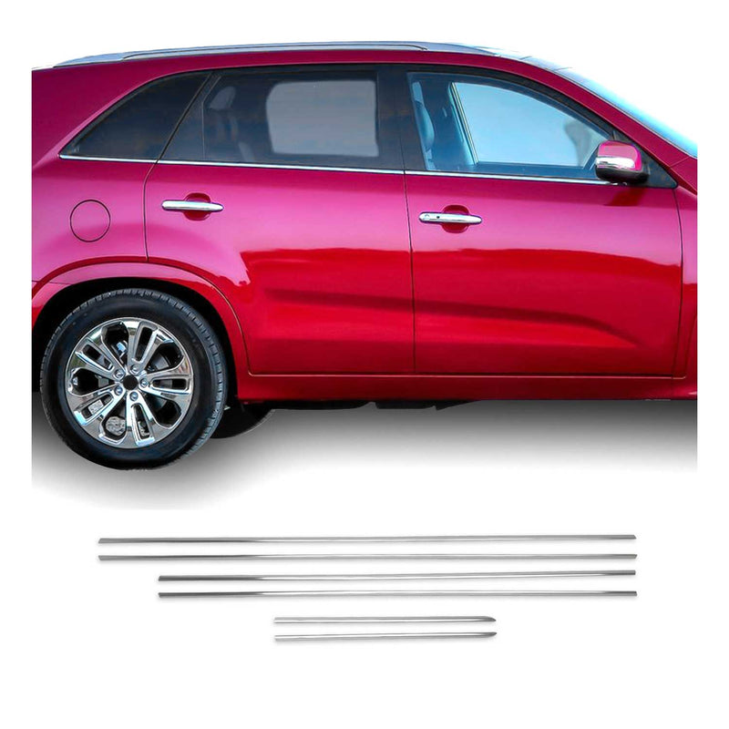 Baguettes pour contour Latérales pour Kia Sorento 2009-2014 en acier inox Chromé