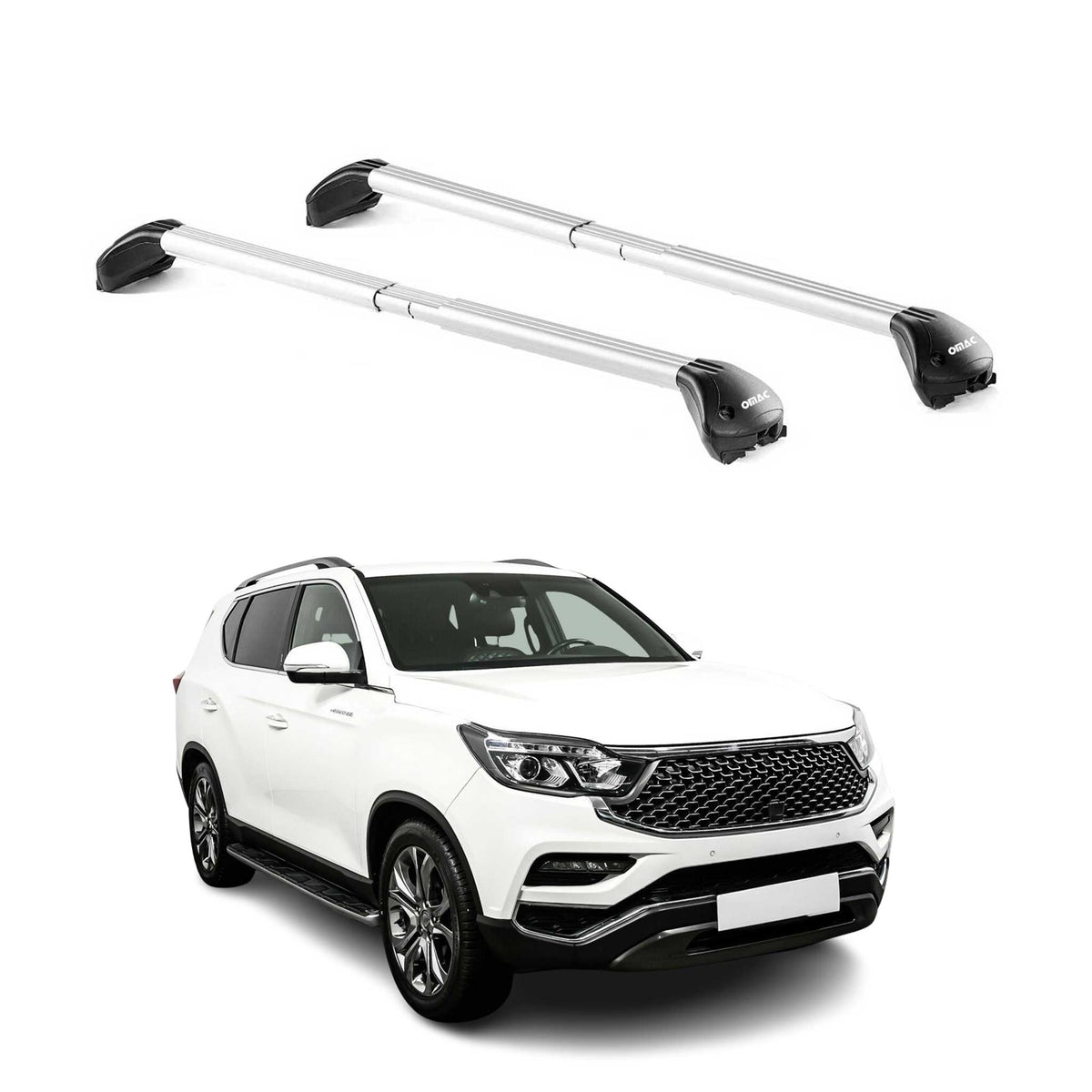 Barres de toit pour Ssangyong Rexton IV 2017-2026 Gris Argenté 2 pièces ABE