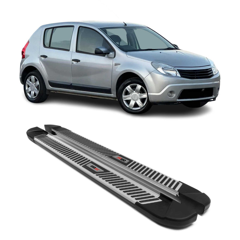 Marchepieds Latéraux pour Dacia Sandero 2008-2012 Noir Gris Aluminium 2Pcs