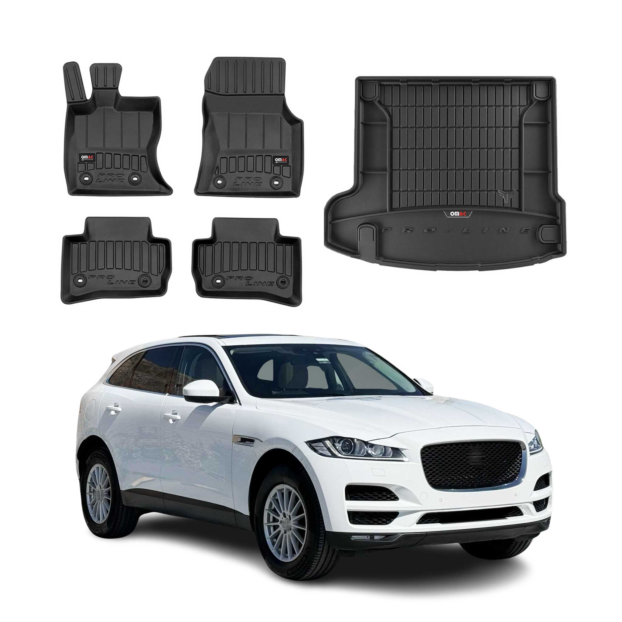 Kit Tapis de Sol et Coffre pour Jaguar F-Pace 2016-2020 Pre-FL TPE Noir