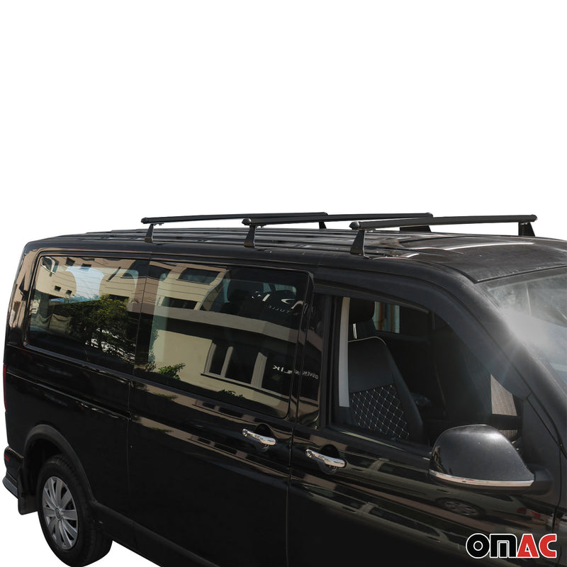 Barres de toit transversales pour VW T5 Caravelle 2003-2015 Aluminium Noir 3Pcs