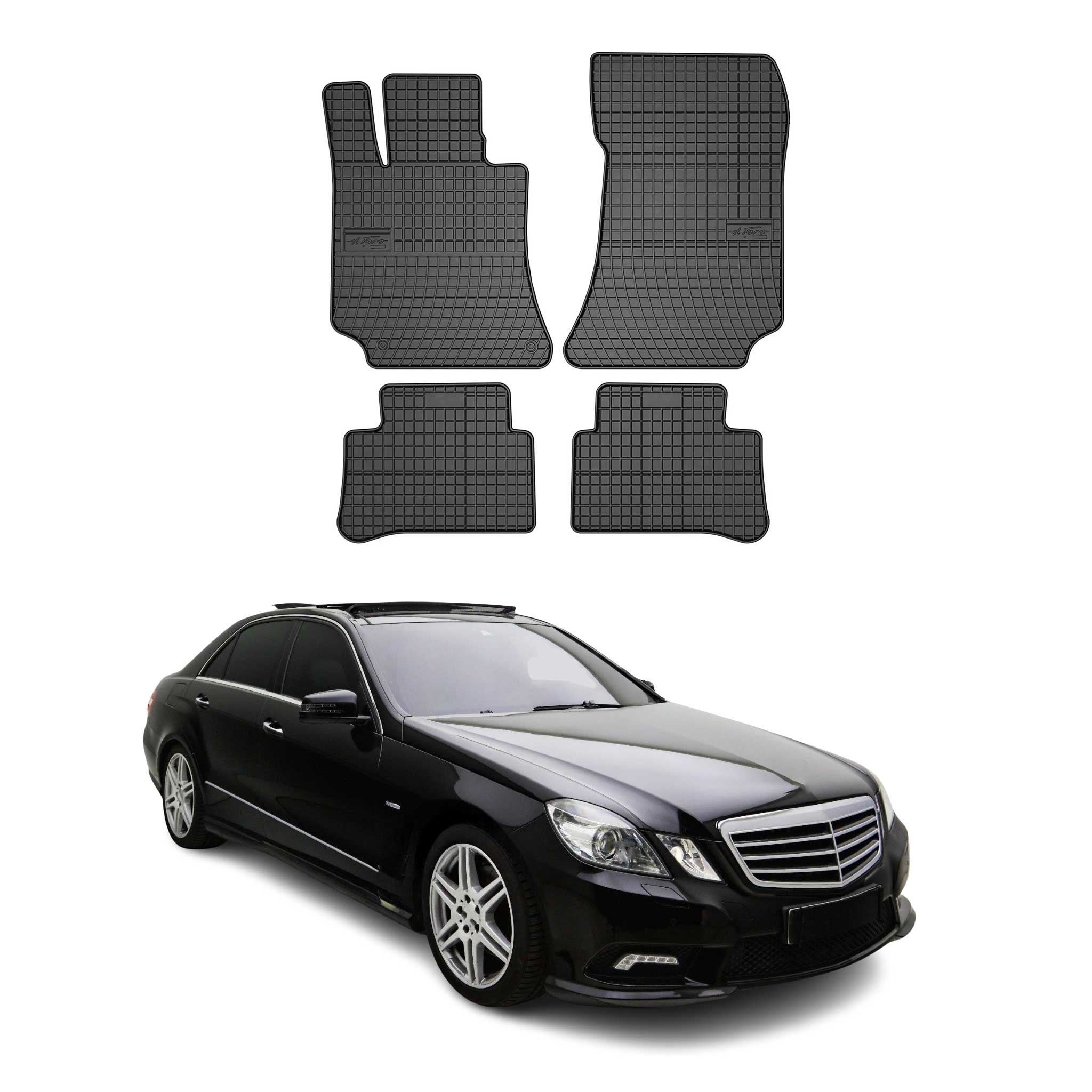 Tapis de Sol pour Mercedes Classe E W212 2009-2016 Caoutchouc Noir