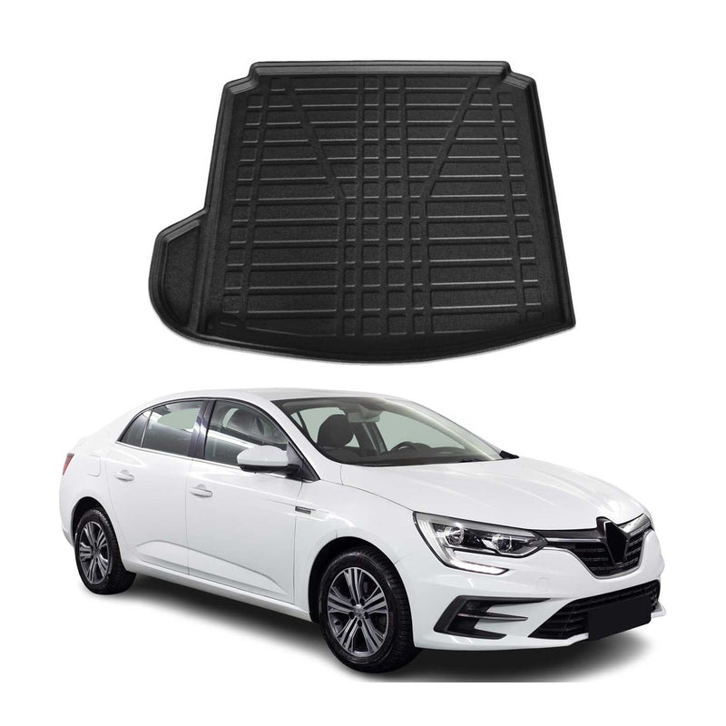 Tapis de Coffre pour Renault Megane Touch Icon 2016-2022 Berline en TPE Noir