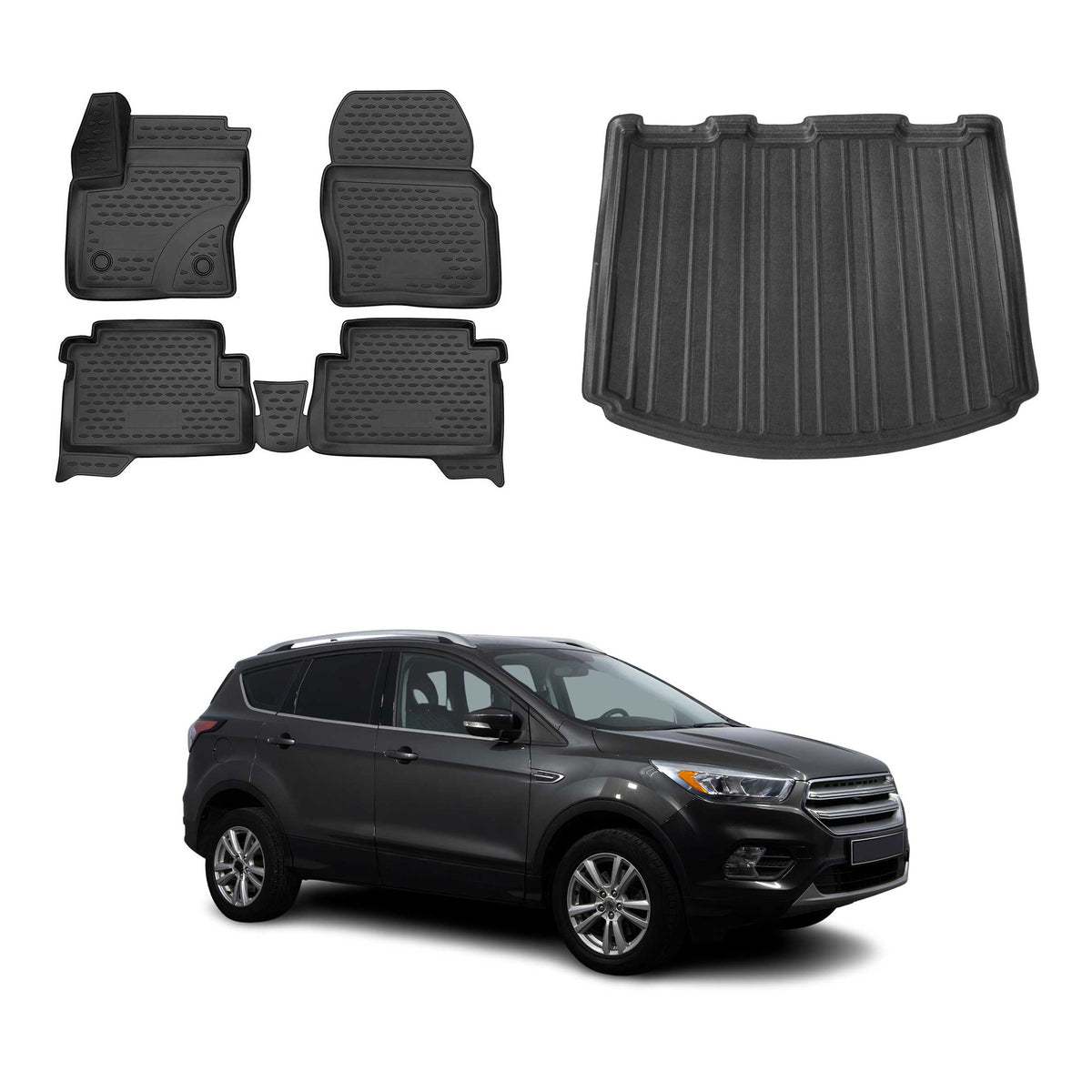 OMAC Kit Tapis de Sol et Coffre pour Ford Kuga II 2012-2019