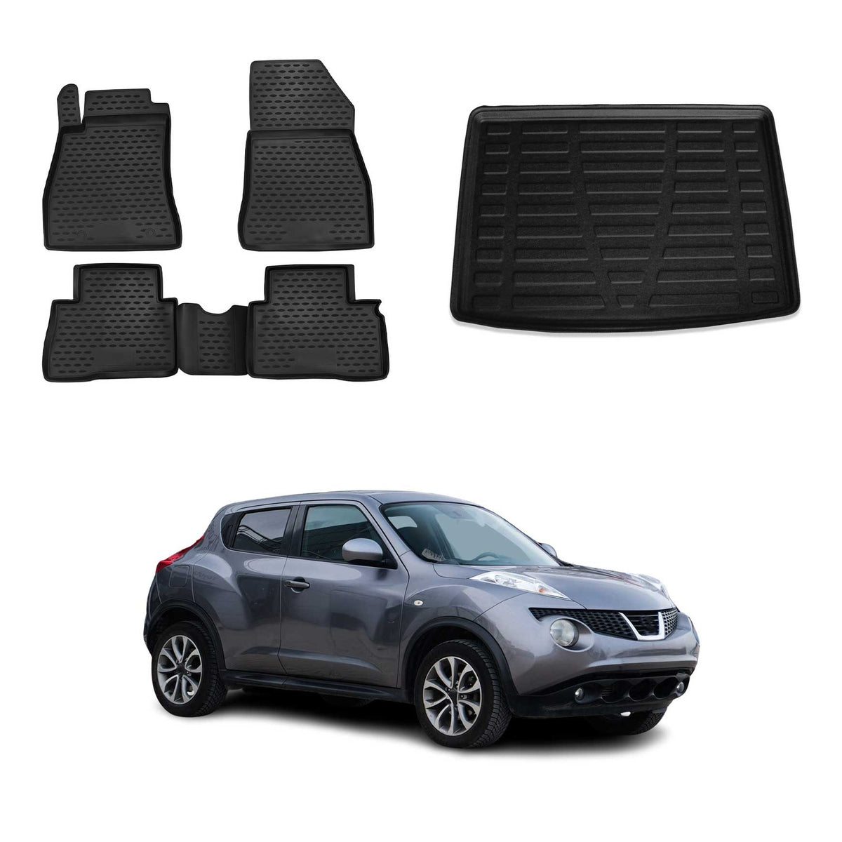 OMAC Kit Tapis de Sol et Coffre pour Nissan Juke I 2010-2019 inférieur