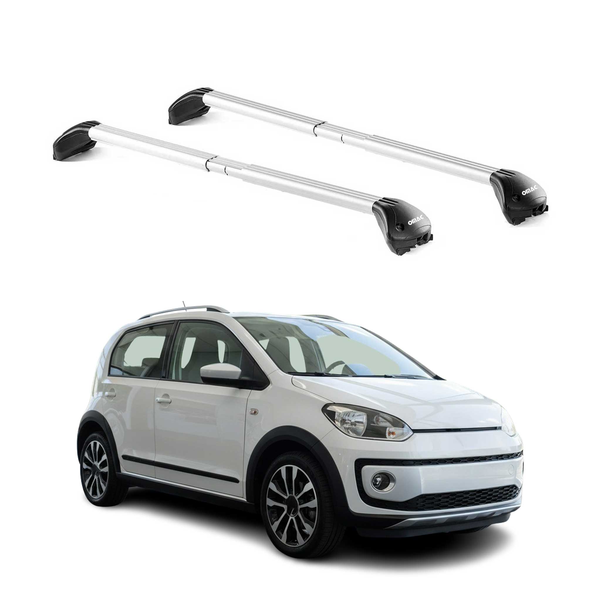 Barres de toit transversales pour VW Cross Up! 2012-2019 5P Gris Argenté 2x ABE