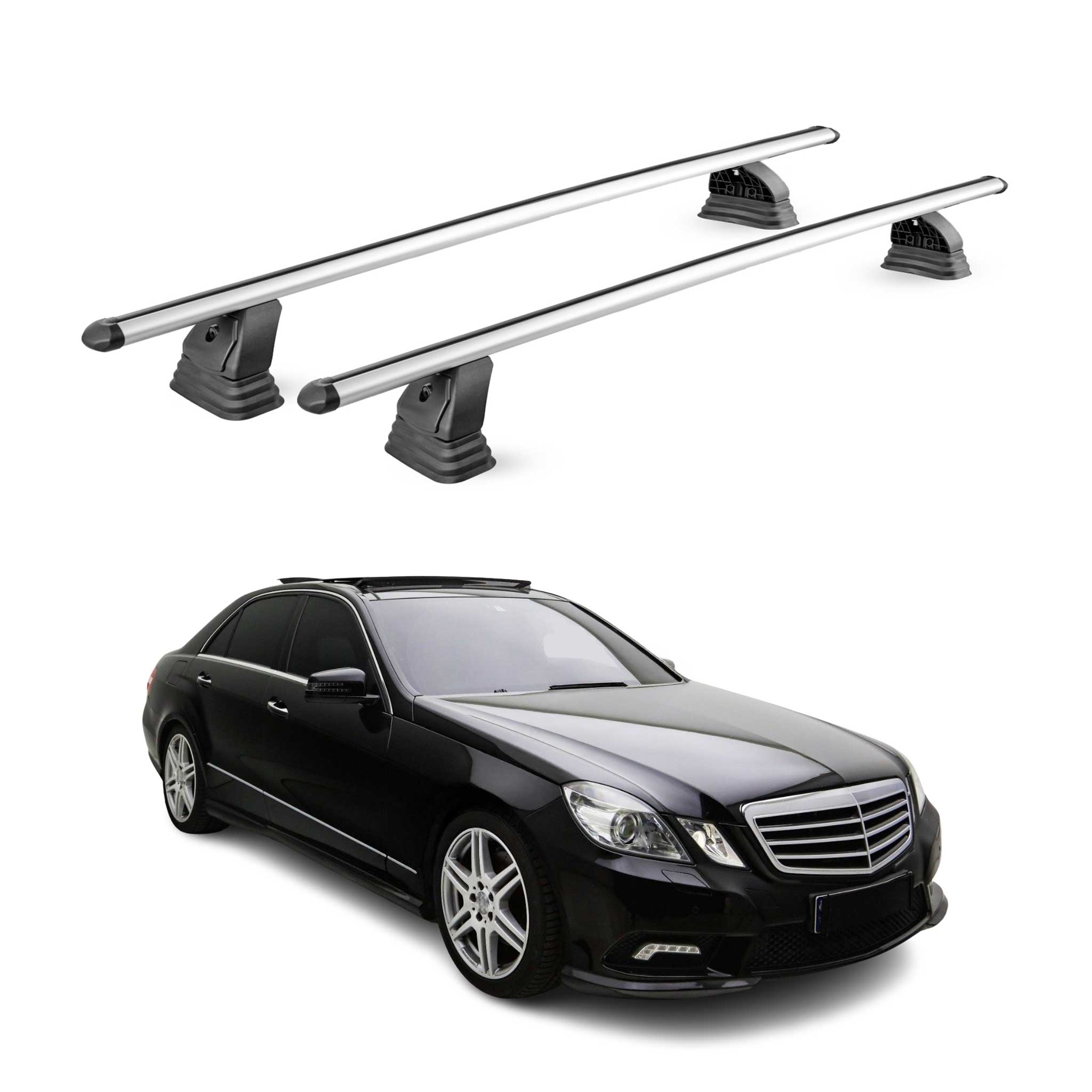Barres de toit transversales Alu pour Mercedes Classe E W212 2010-2016 Gris 2Pcs