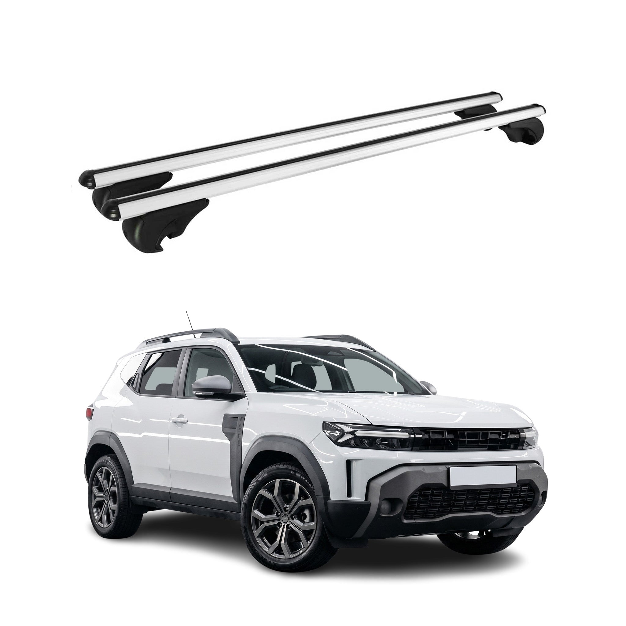 Barres de Toit transversales pour Dacia Duster mk3 2024-2026 Aluminium Gris 2x