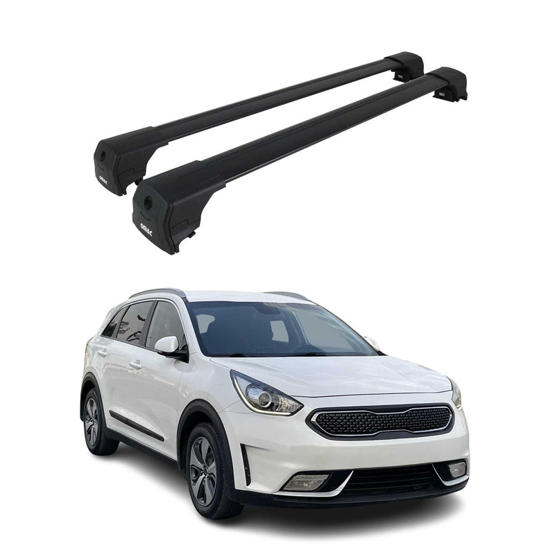 Barres De Toit Transversales pour Kia Niro 2017-2021 Aluminium 2Pcs Noir ABE